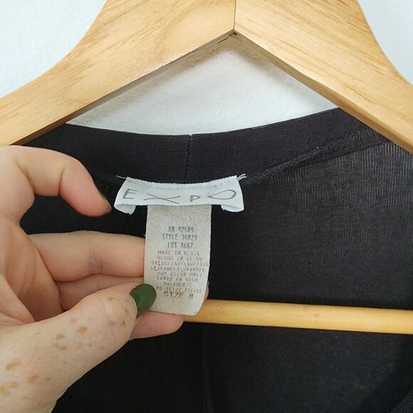 Vintage Y2k Expo Slinky Layered Shirt Cardigan Sparkle Holiday Size 8 New Years - Picture 3 of 6